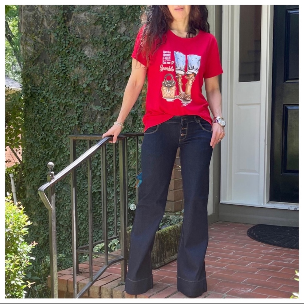 01 Wide retro leg side pocket dark denim jeans - Picture 4 of 8